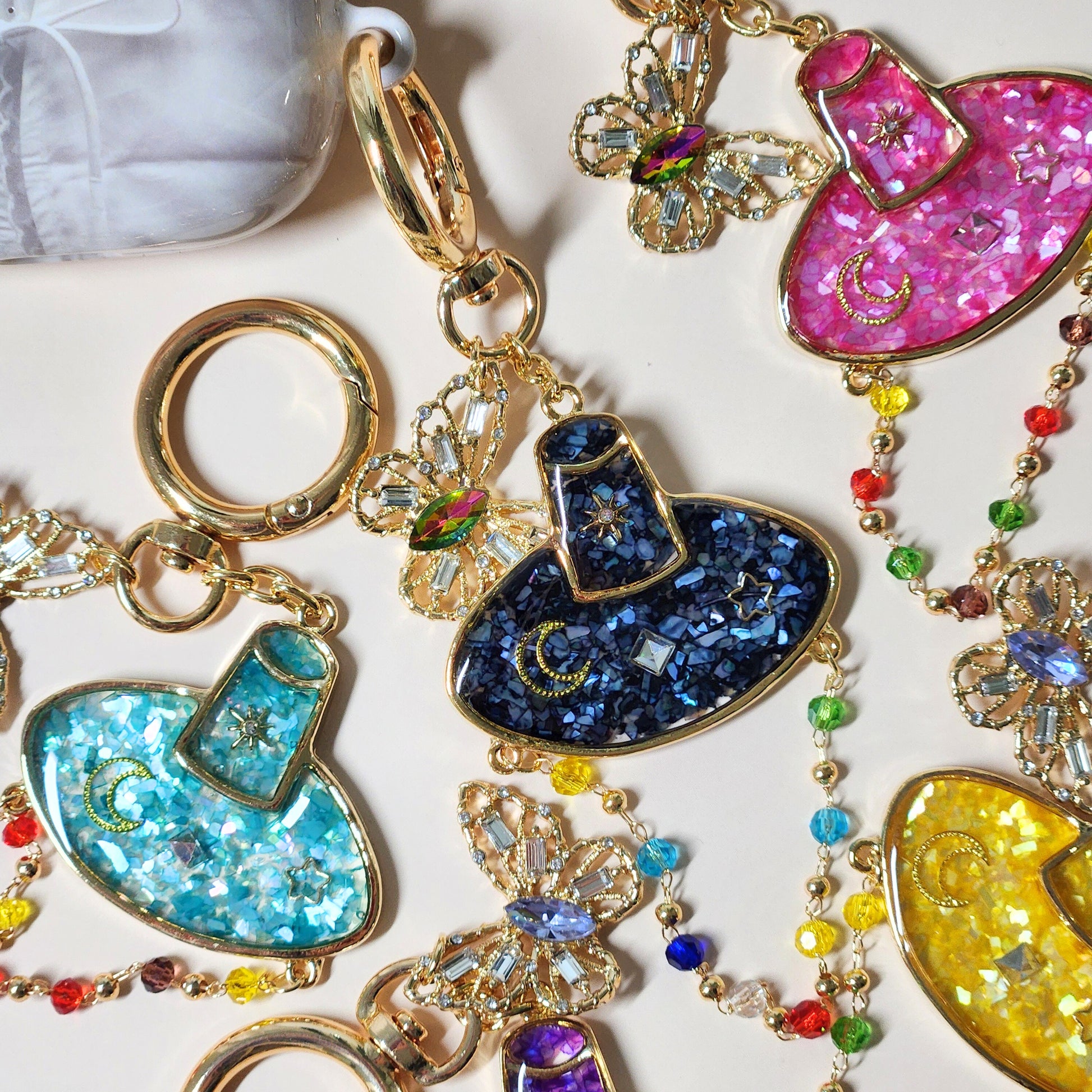 Korean Traditional Hat (갓,Gat) Mother of pearl Key Chains (5colors)