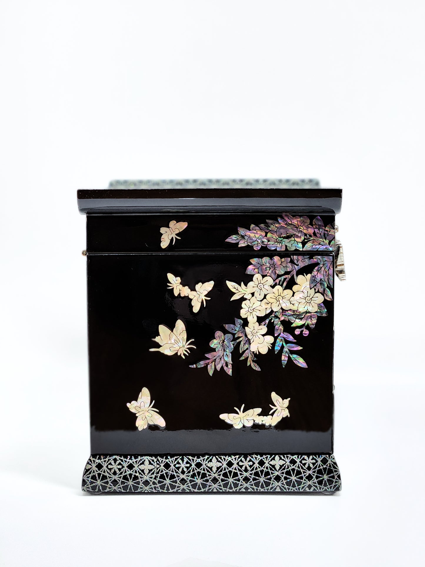 Korean Mother of Pearl Jewelry Box 2 drawers Peony and Butterlfy Birds Design Unique Gift ideas for Her Christams Birthday Wedding