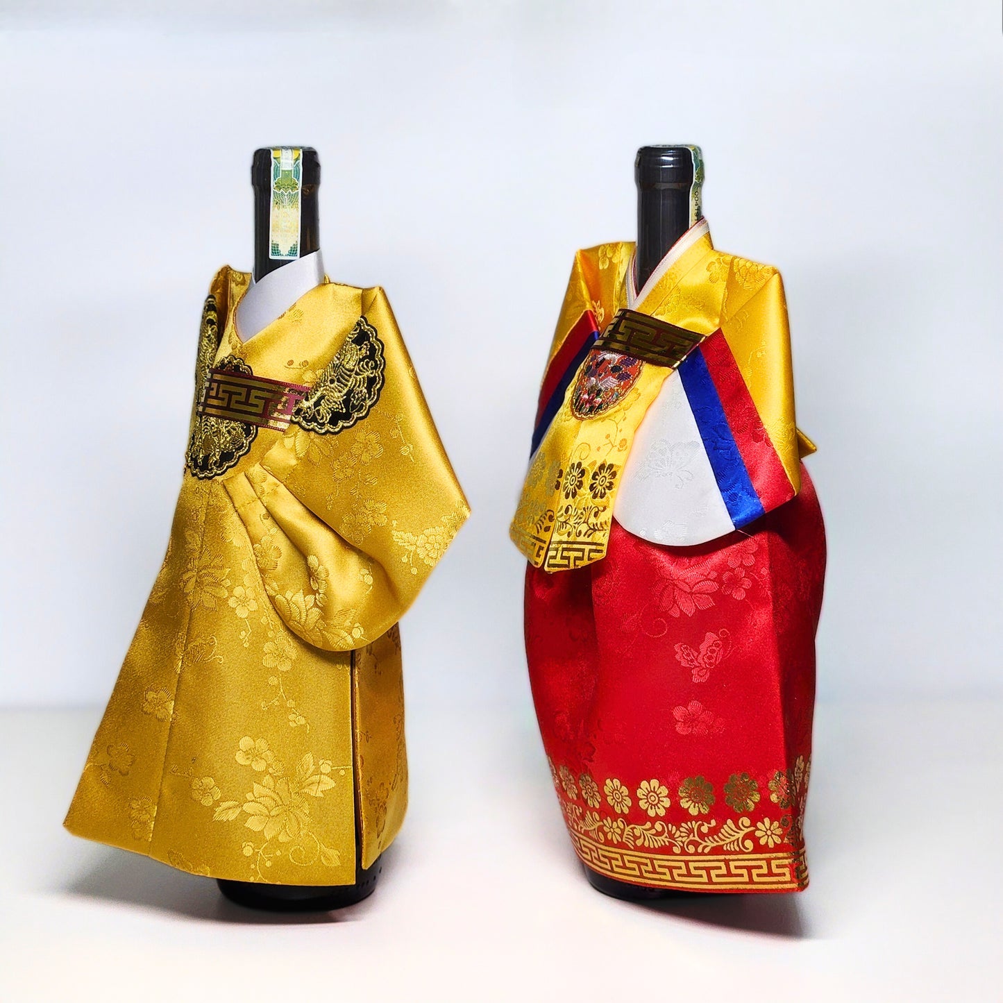 Korean hanbok wine bottle cover KING & QUEEN