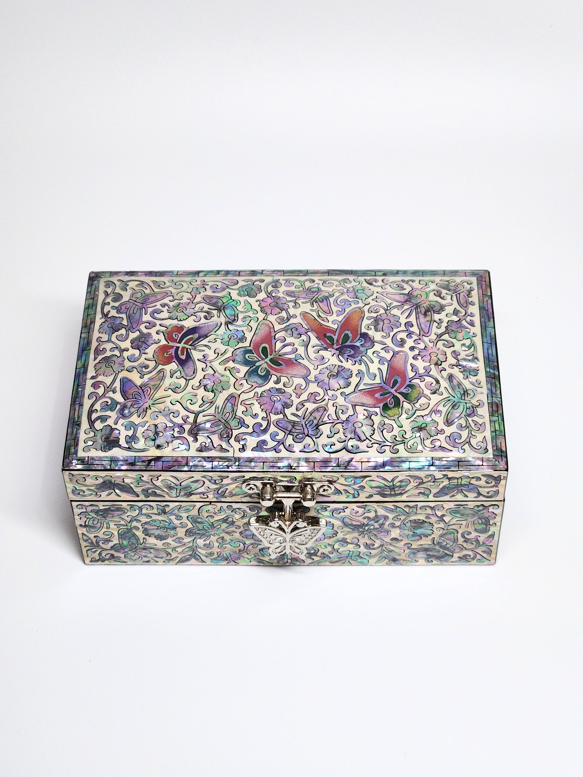 Full mother of pearl premium fancy jewelry box with mirror lid for women gifts