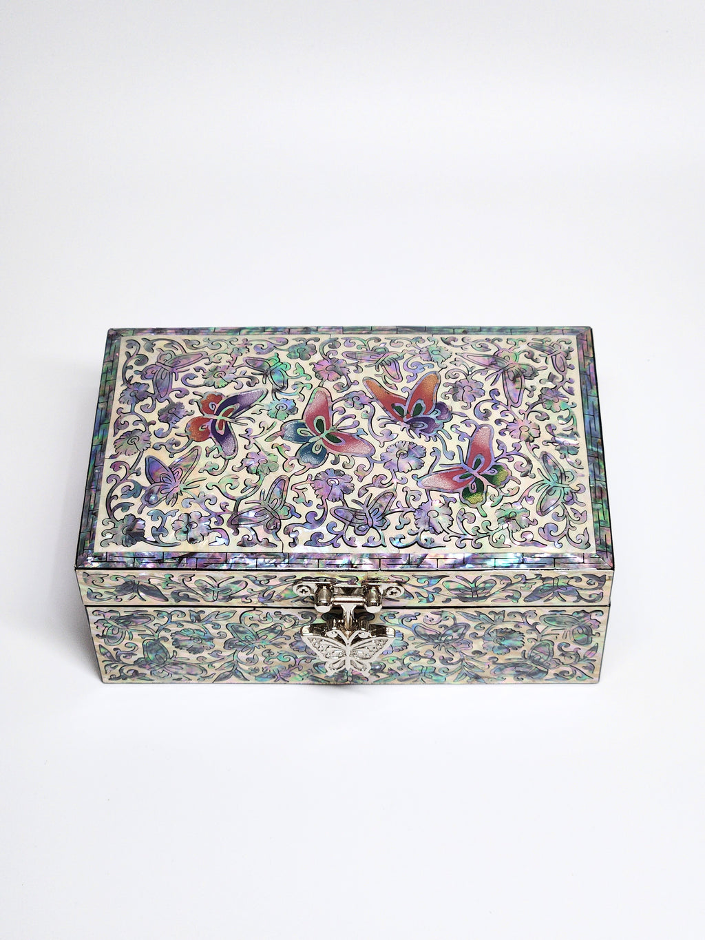 Full mother of pearl premium fancy jewelry box with mirror lid for women gifts