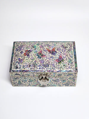 Full mother of pearl premium fancy jewelry box with mirror lid for women gifts