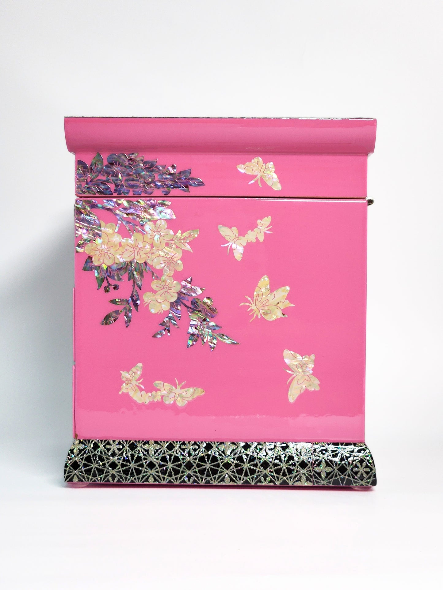 Korean Mother of Pearl Jewelry Box 2 drawers Peony and Butterlfy Birds Design Unique Gift ideas for Her Christams Birthday Wedding