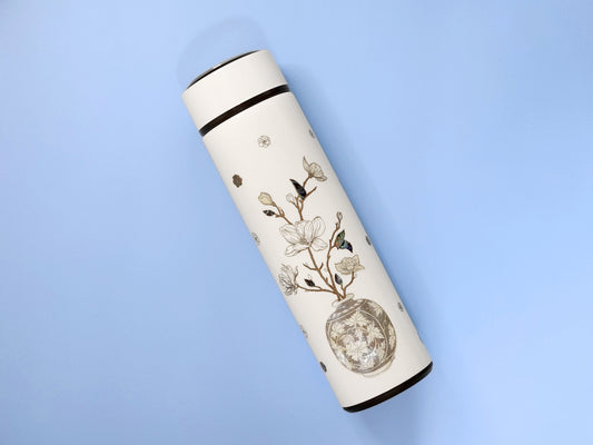Beautiful Korean Traditional Mother of Pearl White Tumbler with Magnolia design (450ml)