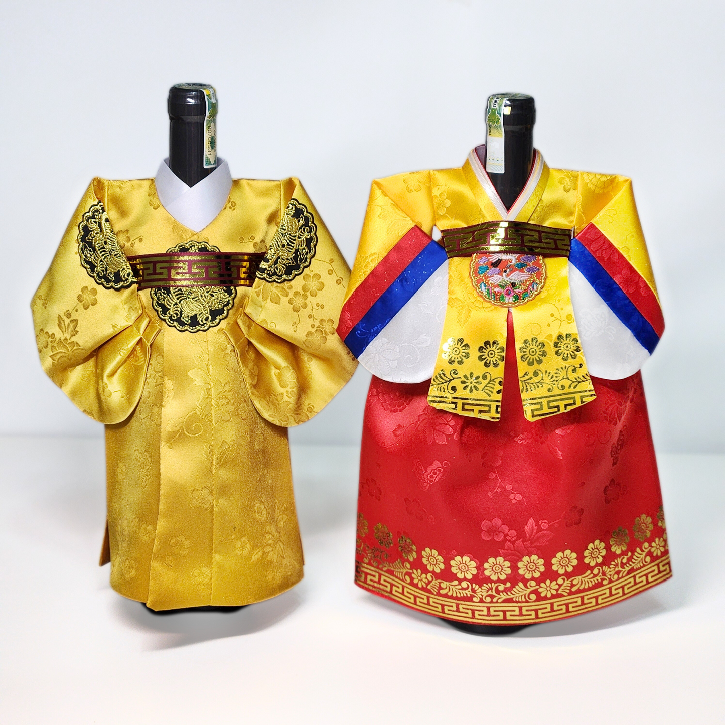 Korean hanbok wine bottle cover KING & QUEEN