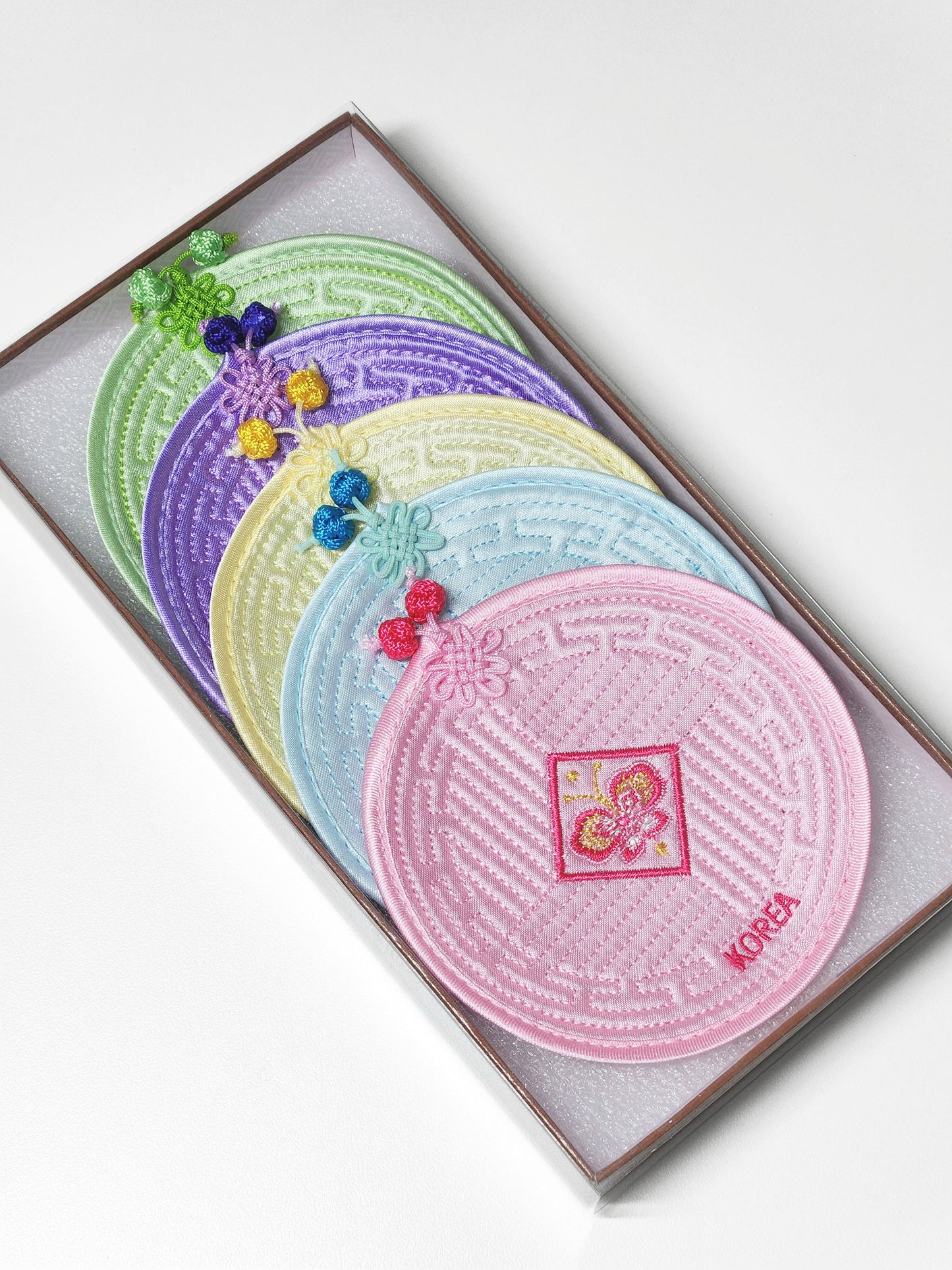 Quilted Coaster Tea Coaster Round Pastel Color (1set)