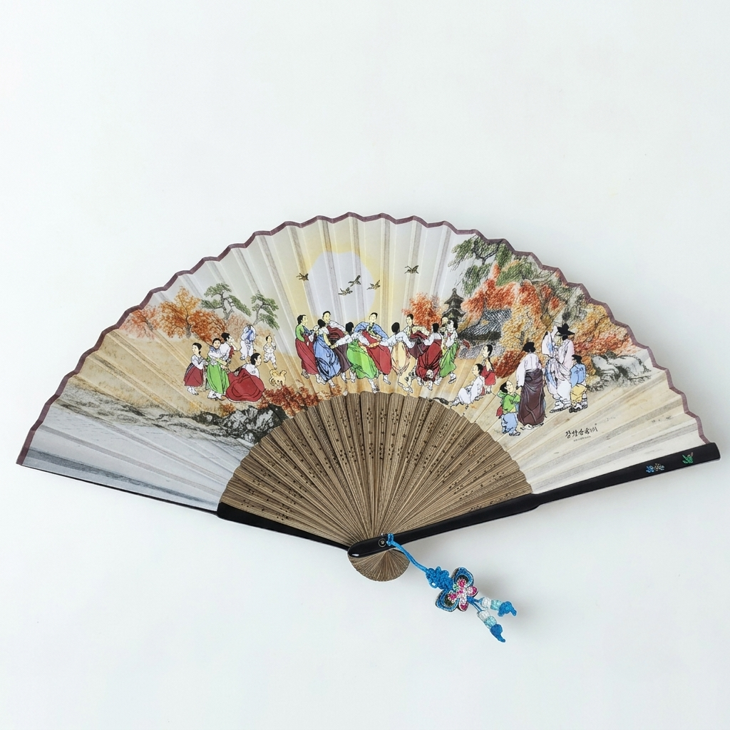 Korean traditional mother of pearl traditional fans (Ganggangsulae 강강수월래)