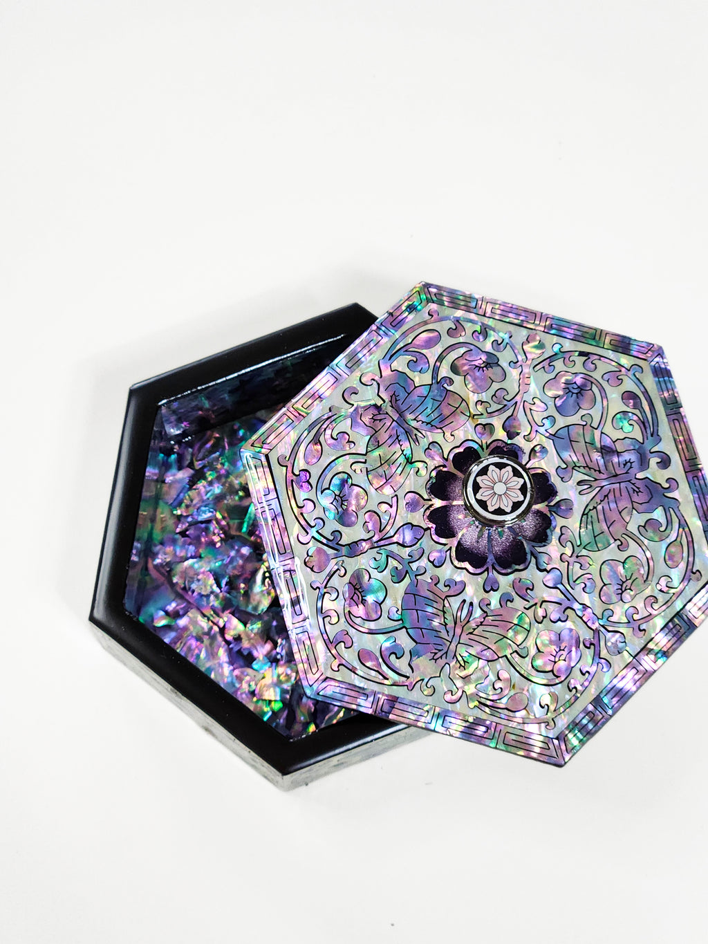 Hexagon colorful butterfly mother of pearl jewerly box