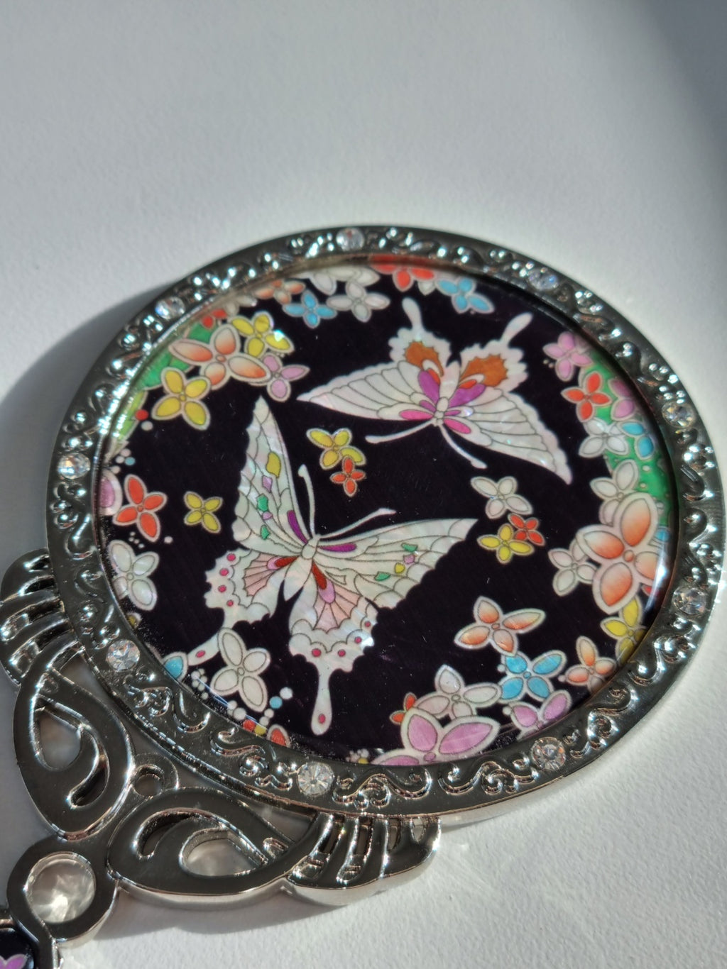 Princess black mother of pearl hand mirror