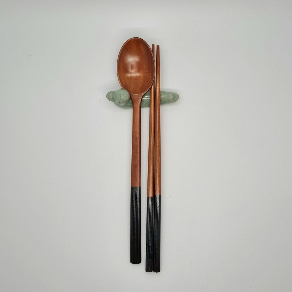 Celadon Duck Spoon, Fork, Chopsticks Rest 2P SET