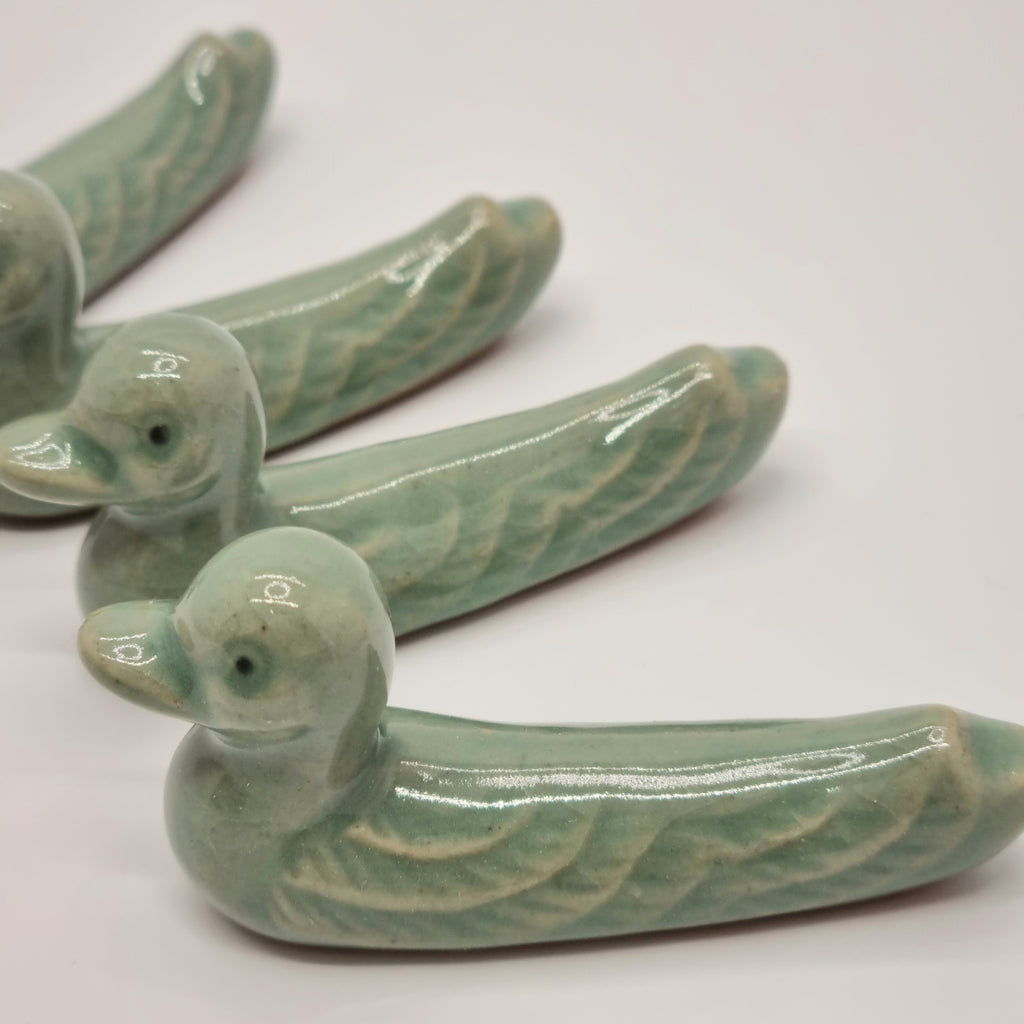 Celadon Duck Spoon, Fork, Chopsticks Rest 2P SET