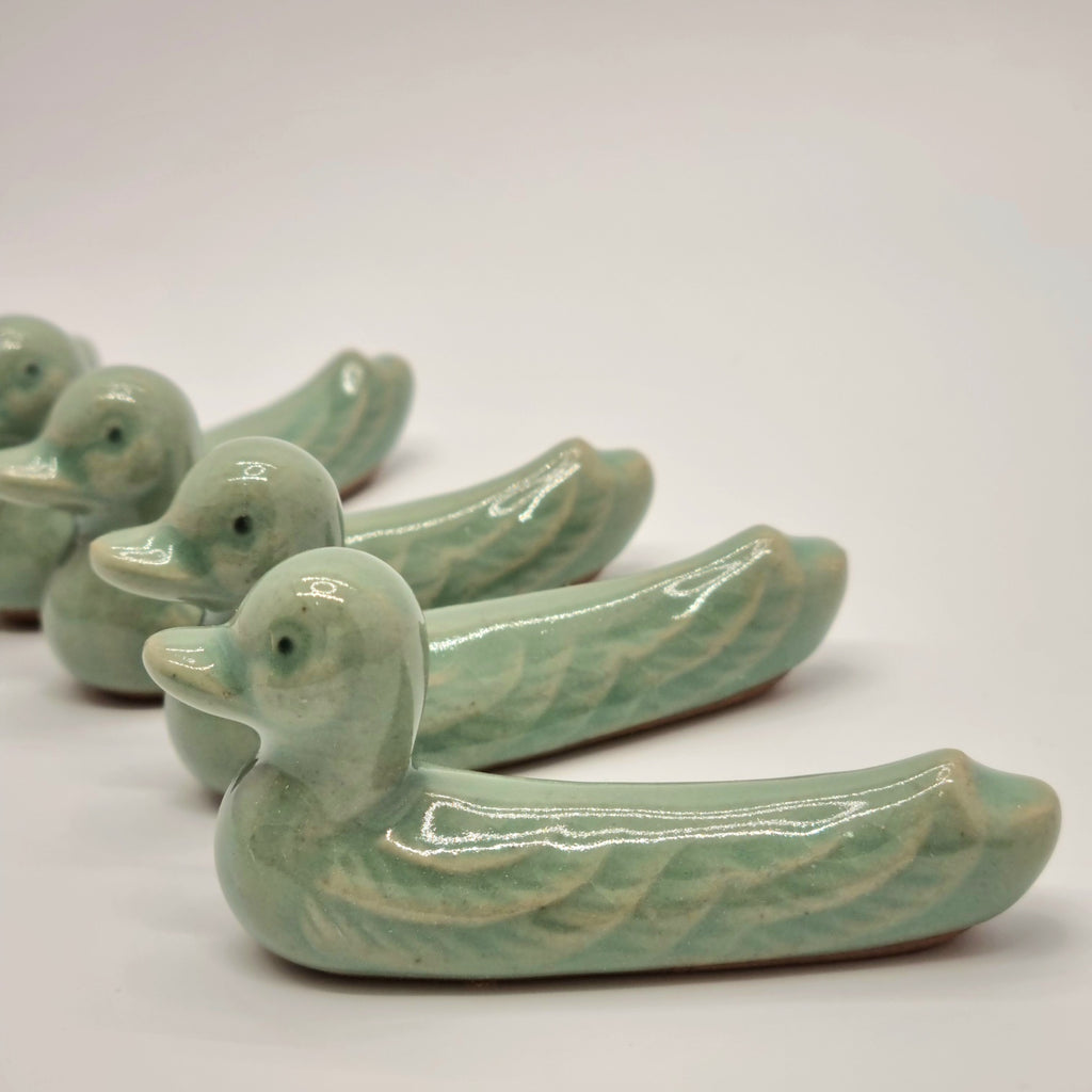 Celadon Duck Spoon, Fork, Chopsticks Rest 2P SET