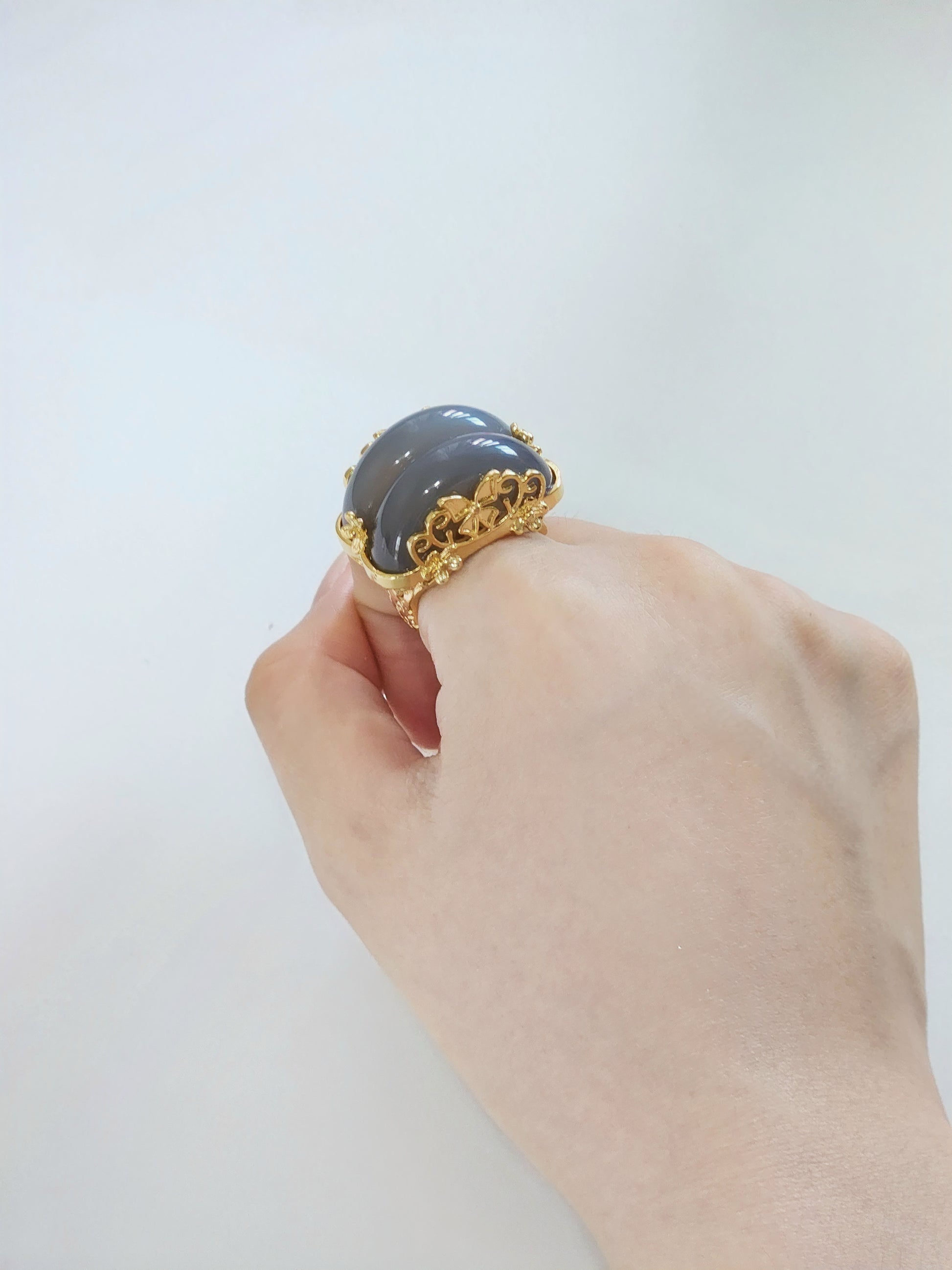 Jade twin hanbok ring butterfly band, korean hanbok accessory