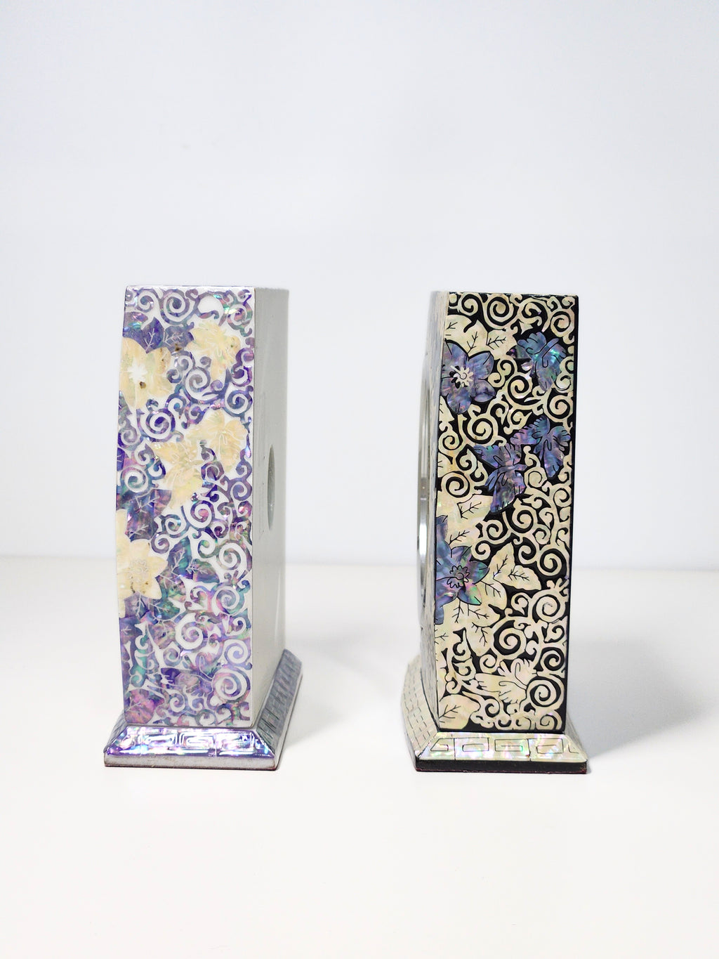 Korean Luxurious Plum Table Clock Made of Mother Of Pearl, Office Desks, Bed Side Tables, and Bookshelves