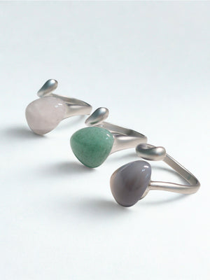 Korean Jade Hanbok Ring - Adjustable Open Band
