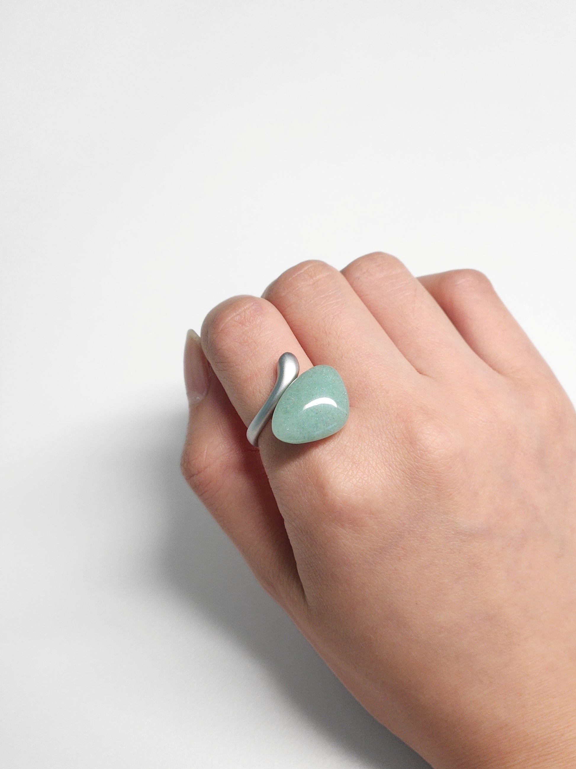 Korean Jade Hanbok Ring - Adjustable Open Band