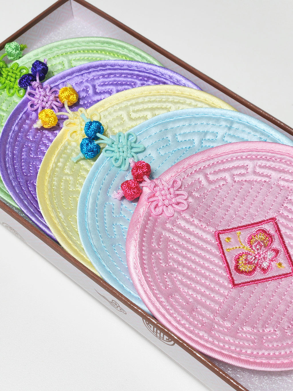 Quilted Coaster Tea Coaster Round Pastel Color (1set)