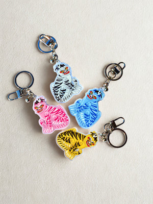 Korean Folk Art Tiger Keychains - Hojakdo, K-Culture Gift (4 colors)