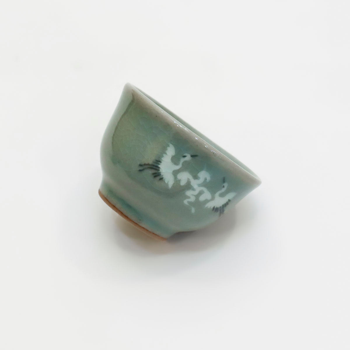 Korean Traditonal Handmade Celadon Pumpkin Shaped Kettle & Tea Cups Set with Inlaid Cranes