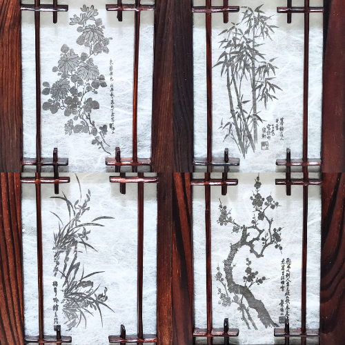 Korean traditional crafts Four Gracious Plants Hanji lantern Antique mood lamp Mood light 2type