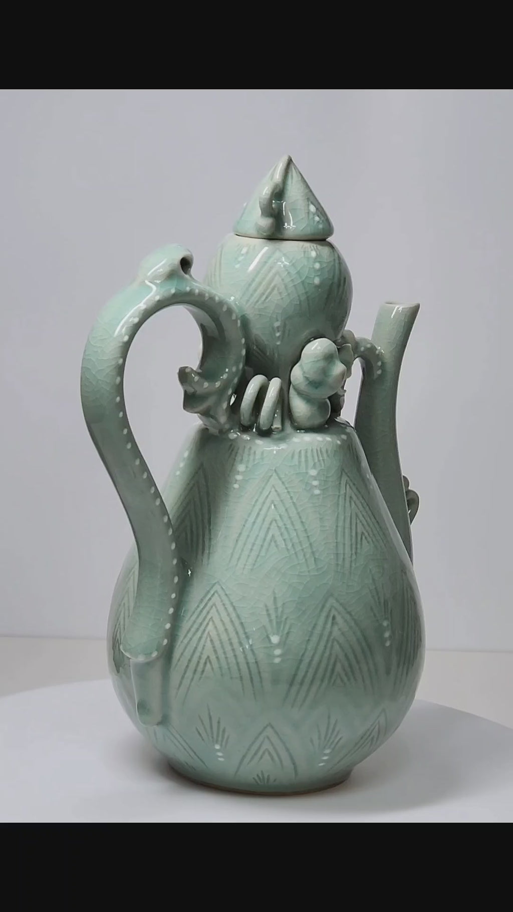 Korean delicate bamboo shoot celadon teapot kettle