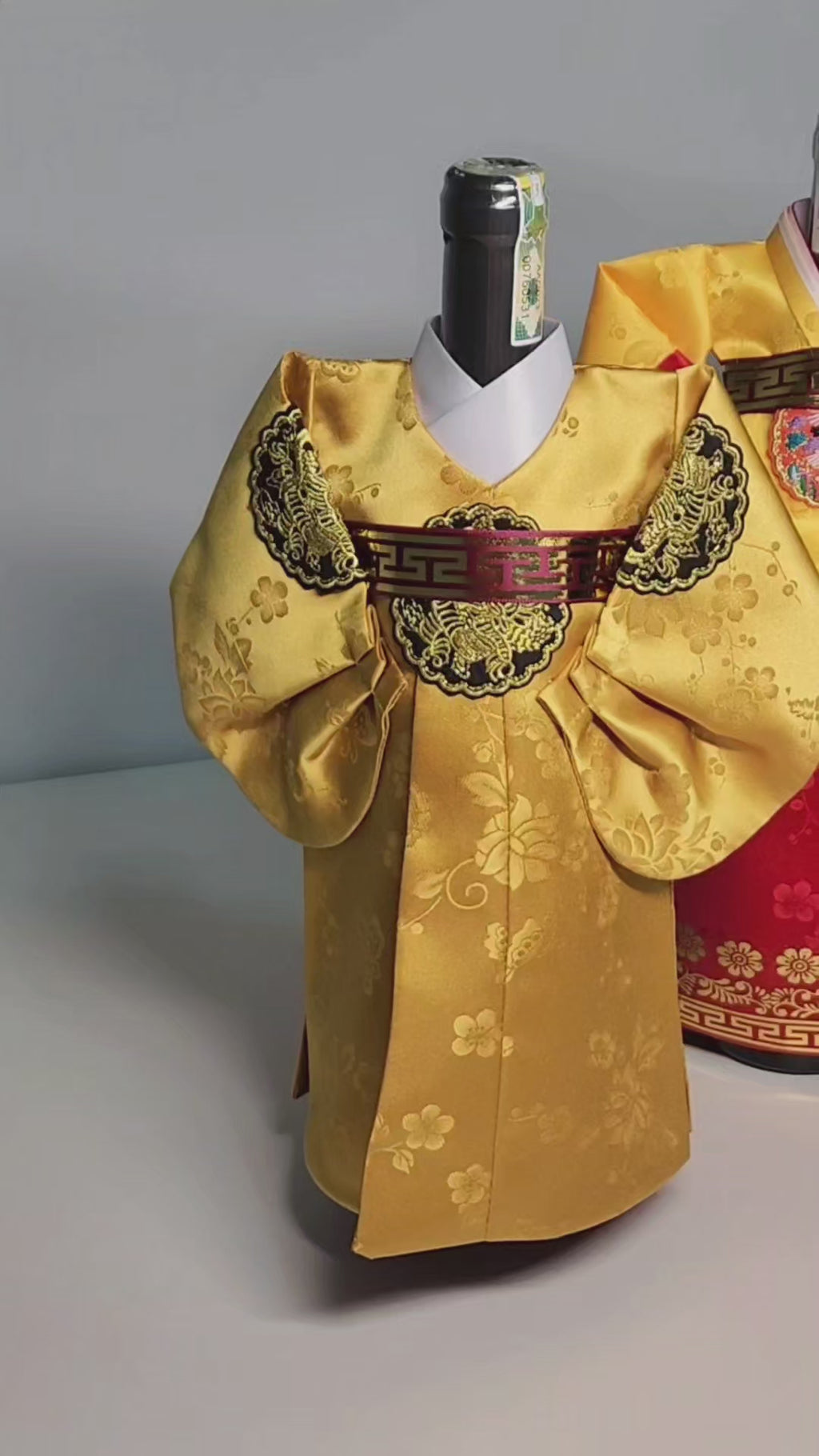 Korean hanbok wine bottle cover KING & QUEEN
