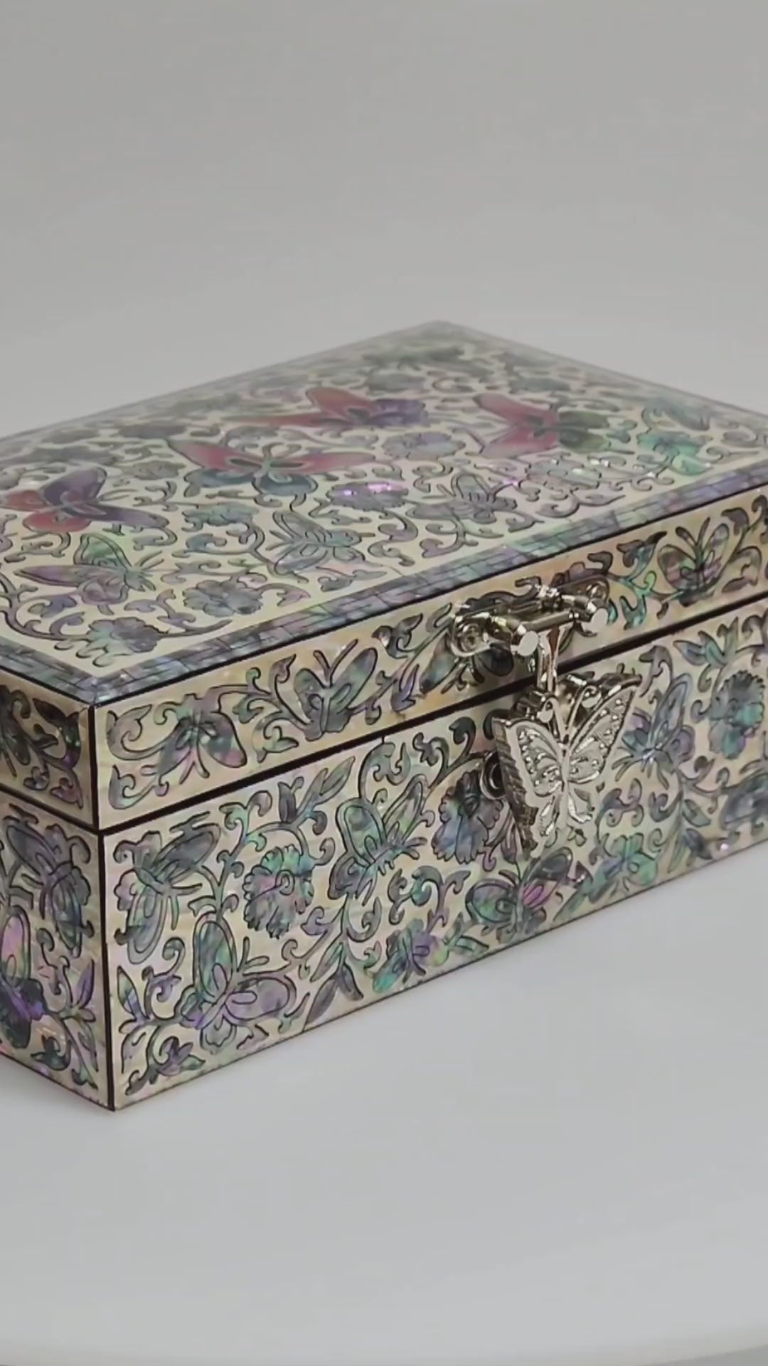 Full mother of pearl premium fancy jewelry box with mirror
