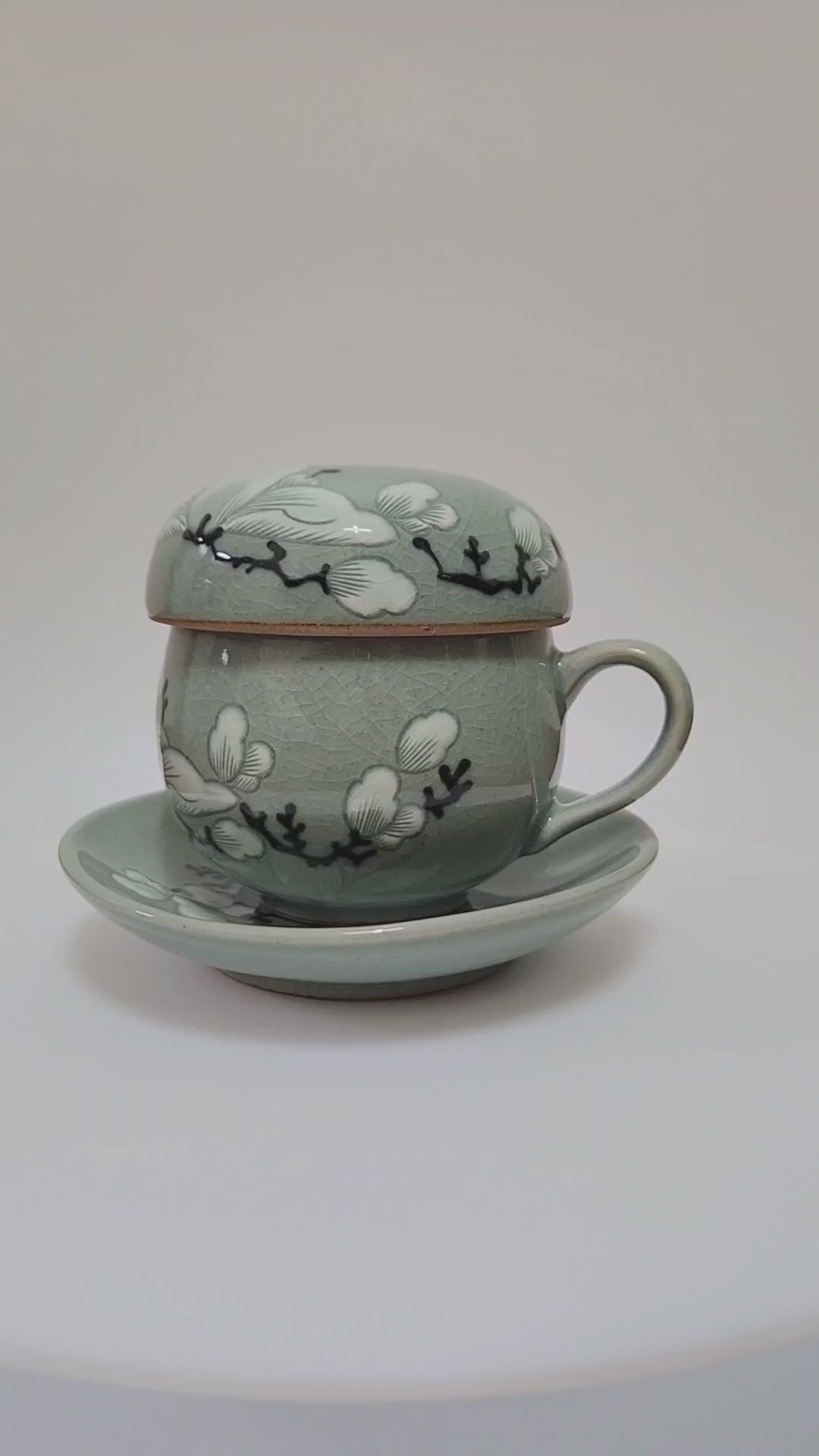 Korean Celadon Magnolia Teacup Set