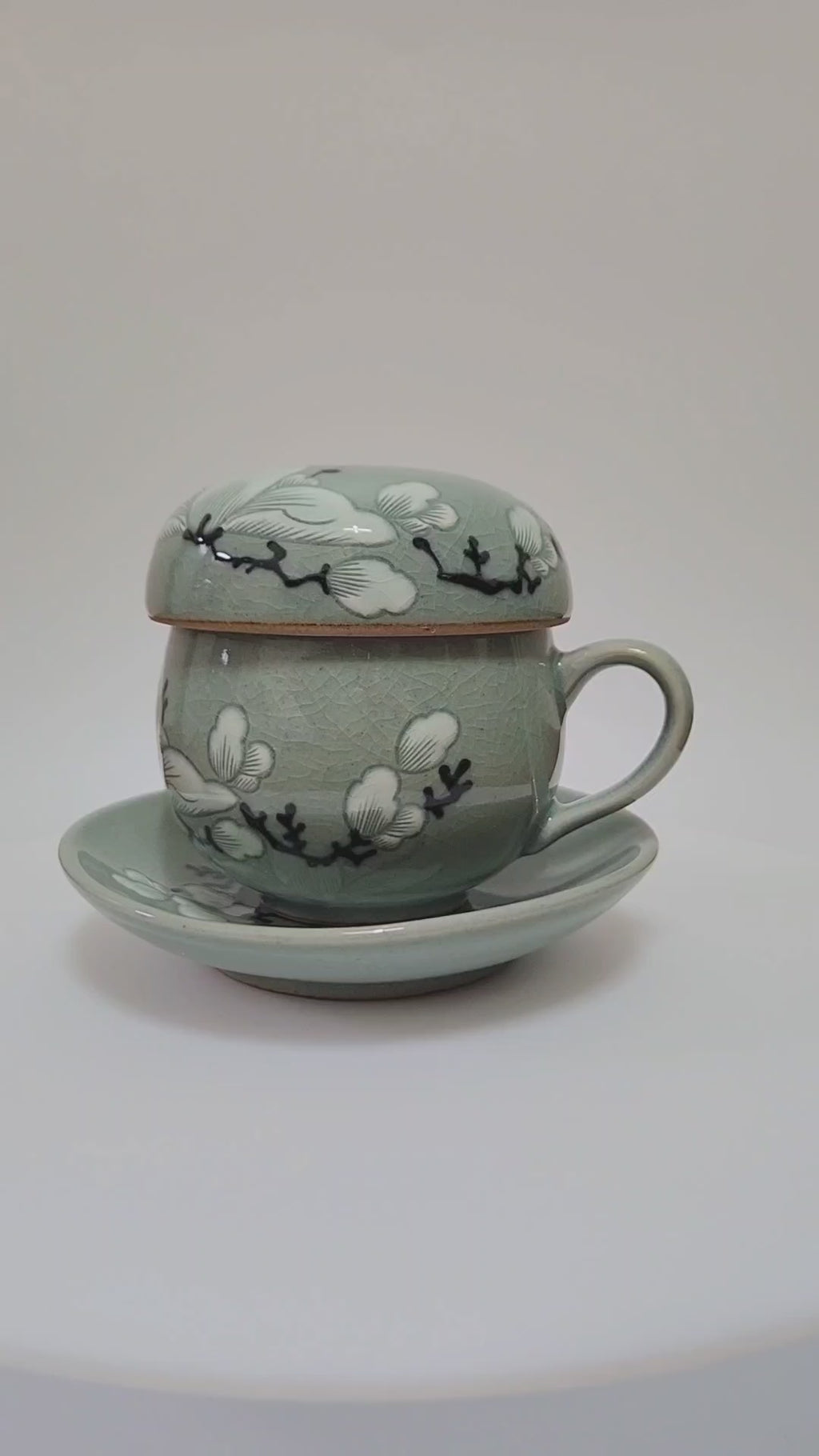 Korean Celadon Magnolia Teacup Set