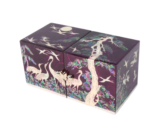 Korean Mother of Pearl handmade jewelry box with hanji and crand pattern