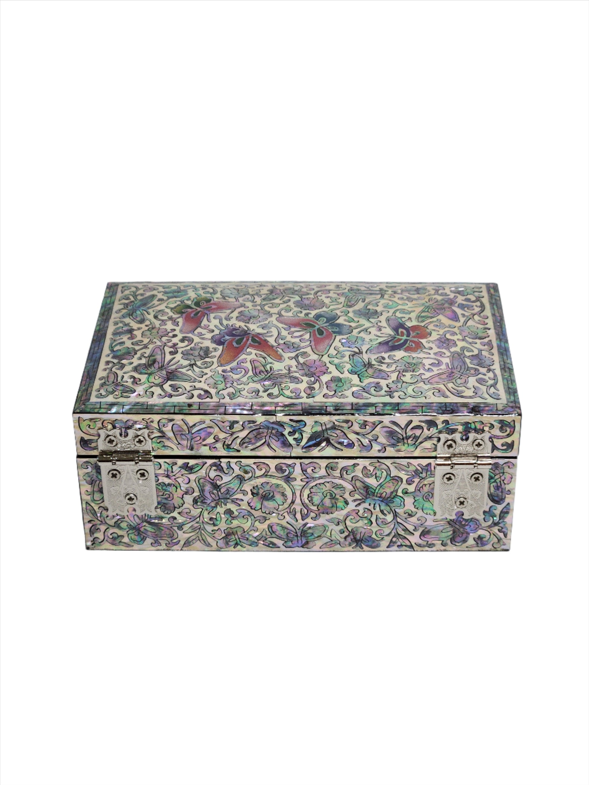 Full mother of pearl premium fancy jewelry box with mirror lid for women gifts