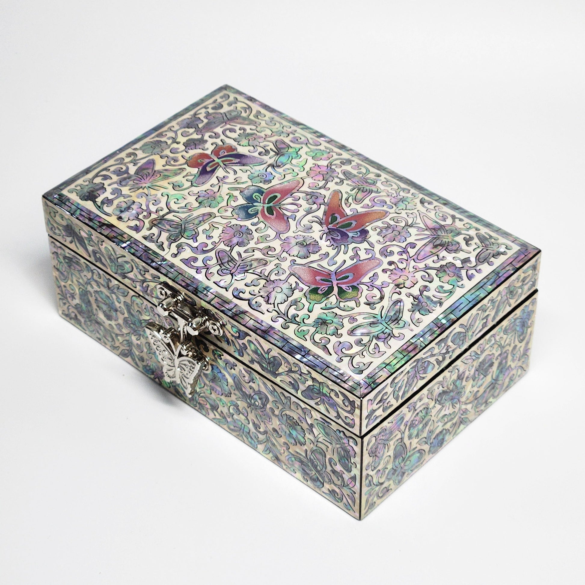 Full mother of pearl premium fancy jewelry box with mirror lid for women gifts