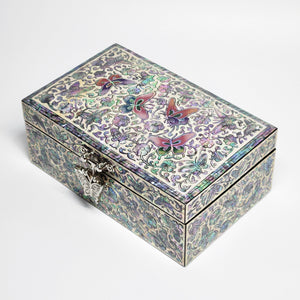 Full mother of pearl premium fancy jewelry box with mirror lid for women gifts
