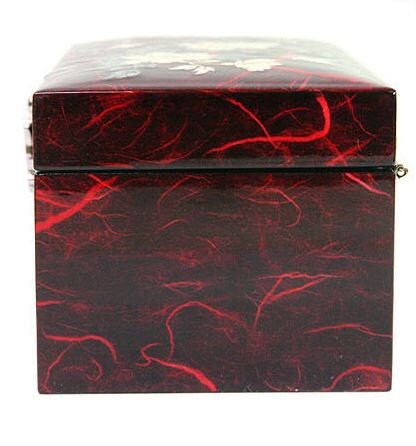 Korean Hanji, mother of pearl mini wooden red jewelry box (15cm)