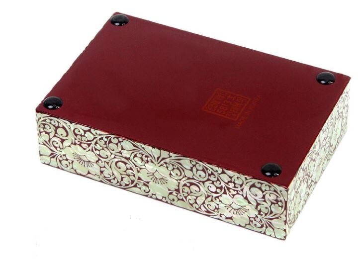 Korean mother of pearl Joseon Najeon painted flower jewelry box