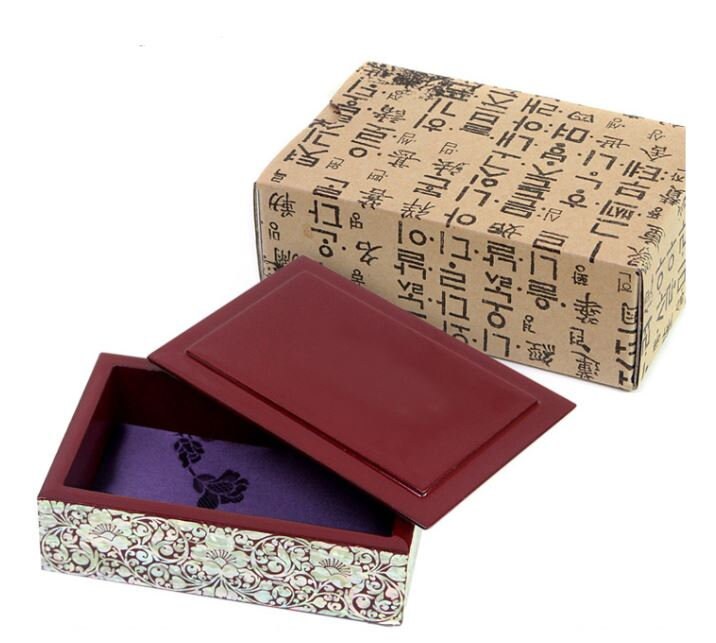 Korean mother of pearl Joseon Najeon painted flower jewelry box