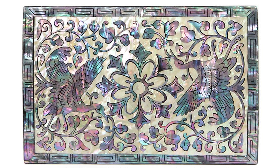 Korean Joseon Najeon Flower Ssanghakdang,mother of pearl Business Card Box & Organizer Box