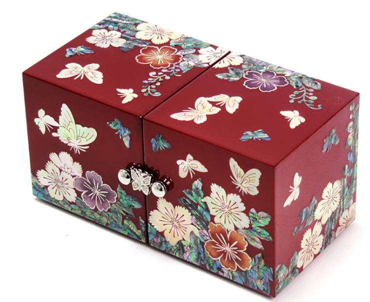 Korean Najeon Mini Flower Butterfly Double Jewelery Box 2 color