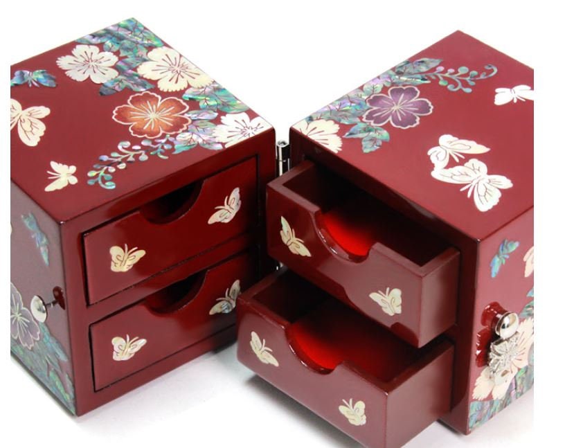 Korean Najeon Mini Flower Butterfly Double Jewelery Box 2 color