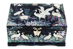 Korean Najeon Hanji Mother of pearl Flower Songhak 2-stage 21cm jewelry box