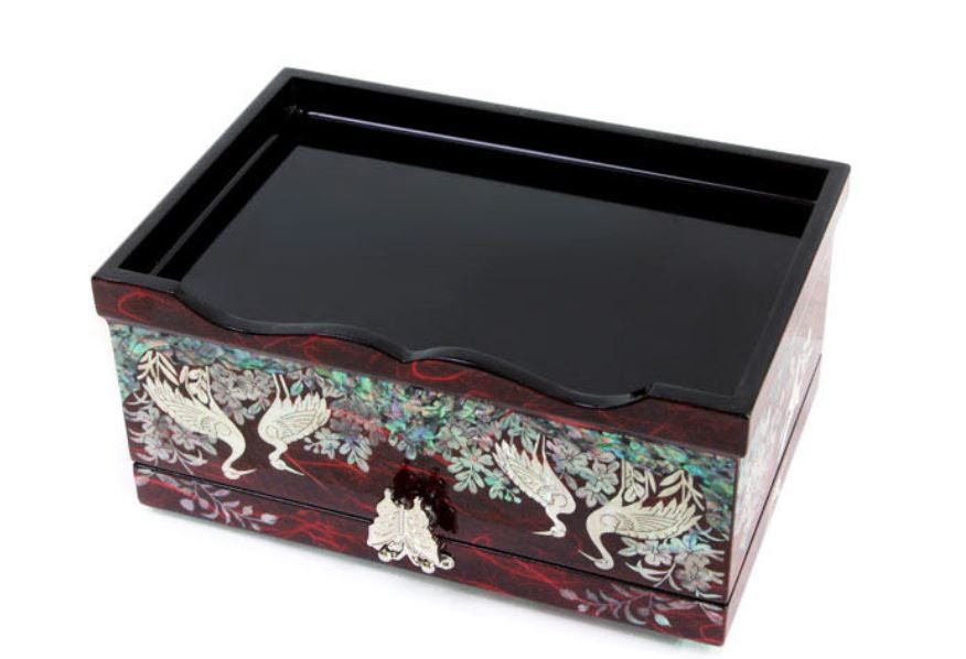 Korean Najeon Hanji Mother of pearl Flower Songhak 2-stage 21cm jewelry box