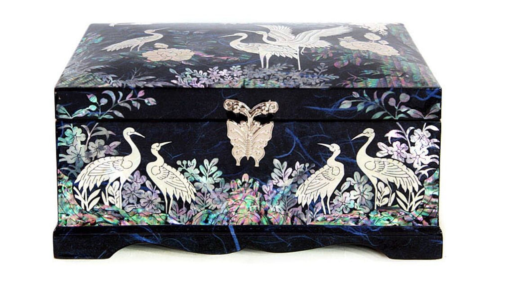 Korean Najeon Hanji Mother of pearl Flower Songhak 2-stage 21cm jewelry box