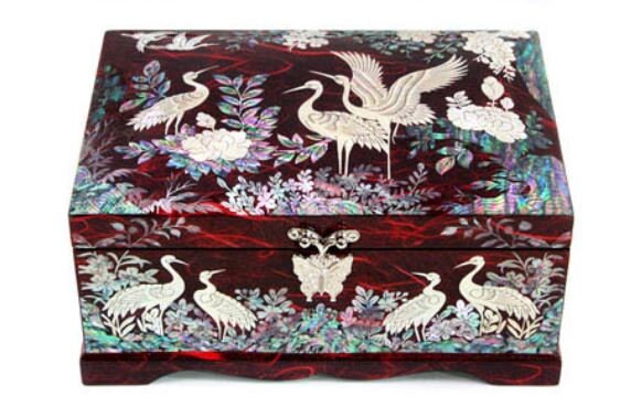 Korean Najeon Hanji Mother of pearl Flower Songhak 2-stage 21cm jewelry box
