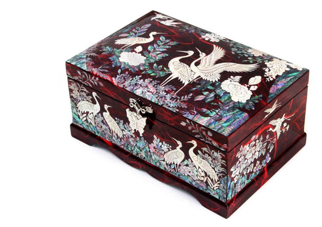 Korean Najeon Hanji Mother of pearl Flower Songhak 2-stage 21cm jewelry box
