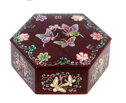 High-grade najeon flower hexagonal box jewelry box multipurpose