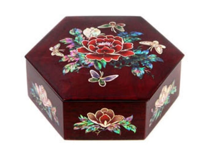 High-grade najeon flower hexagonal box jewelry box multipurpose