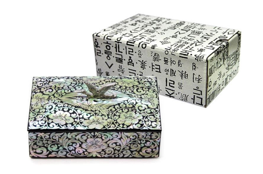 Luxury najeon Ssanghak black arabesque tap business card & jewelry box