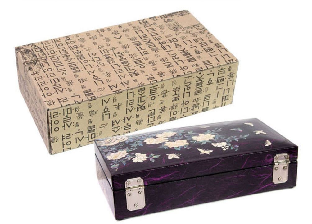 Korean Najeon Hanji Peony 1st Stage Jewelry Box (23cm Purple)