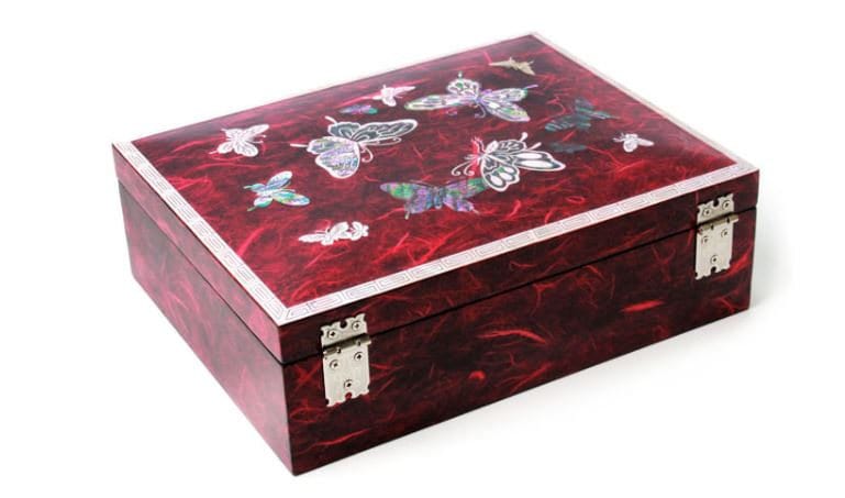 Mother of pearl Najeon Hanji Jewelry Box (Blue/Red)
