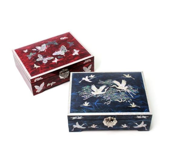 Mother of pearl Najeon Hanji Jewelry Box (Blue/Red)